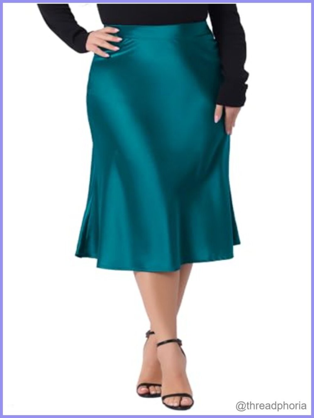 Silky Satin High Waist A-Line Midi Skirt for Women Elegant Flowy